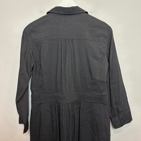 Eileen Fisher Shirtdress Button Down Collared Dress Charcoal Gray 3/4 Sleeve XS - Picture 7 of 7